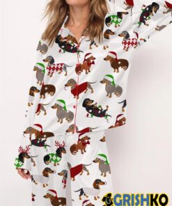 Alternative view of Christmas Dachshund Satin Pajama Set