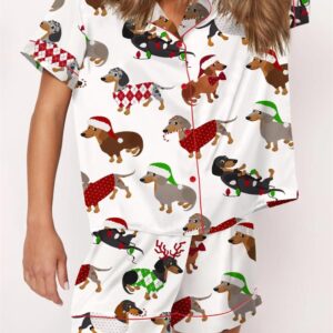 Christmas Dachshund Satin Pajama Set