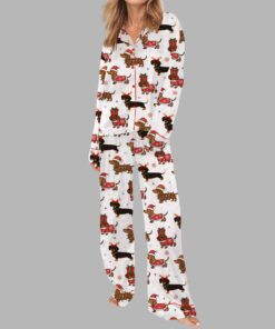 Alternative view of Christmas Dachshund Silky Satin Pajama Set