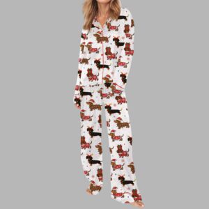 Alternative view of Christmas Dachshund Silky Satin Pajama Set