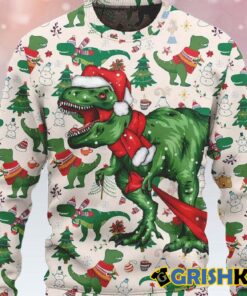 Christmas Dinosaur Ugly Sweater 