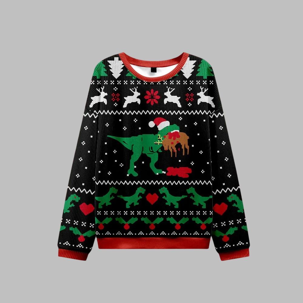 Alternative view of Christmas Dinosaur Ugly Sweater 2025 Christmas - Grishko.com