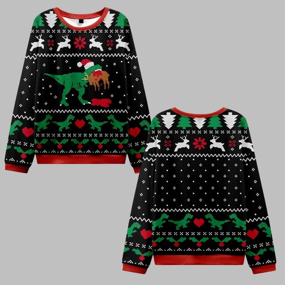 Christmas Dinosaur Ugly Sweater 2025 Christmas - Grishko.com