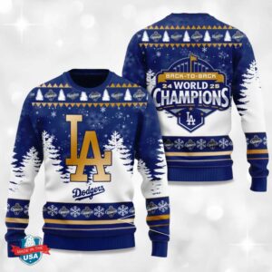 Alternative view of Christmas Dodger Back To Back World Series 2025 Champions Ugly Sweater