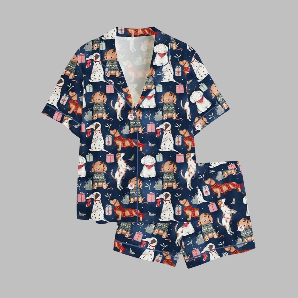 Christmas Dog Watercolor Christmas Holiday Gift Coquette Dog Pajama Set