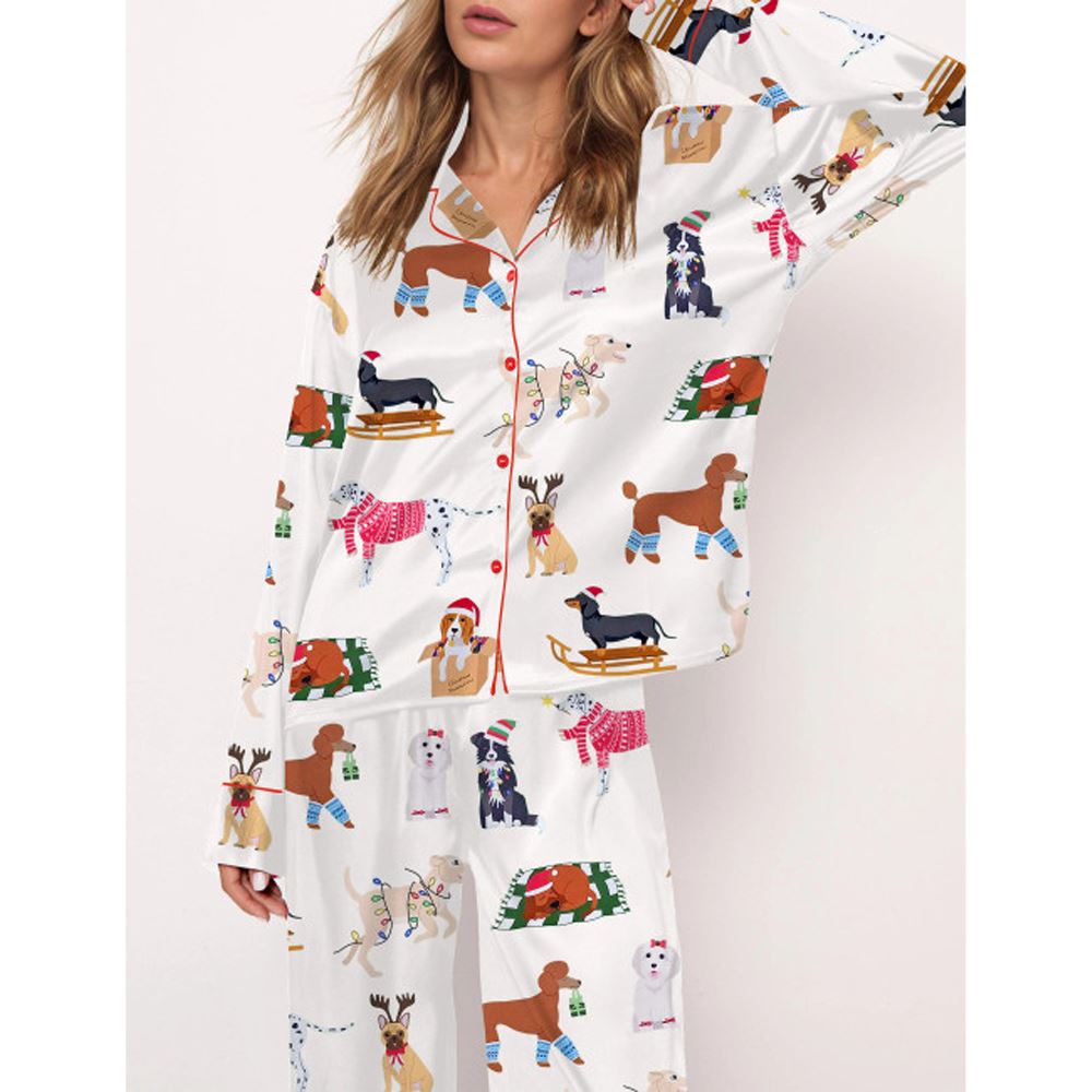 Alternative view of Christmas Doggy Satin Pajama Set For Women
