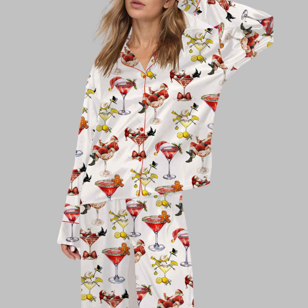Christmas Drink Satin Pajama Set