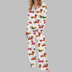 Alternative view of Christmas Festive Dachshund Satin Pajama Set