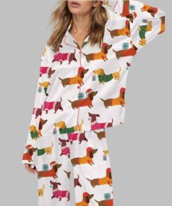 Christmas Festive Dachshund Satin Pajama Set