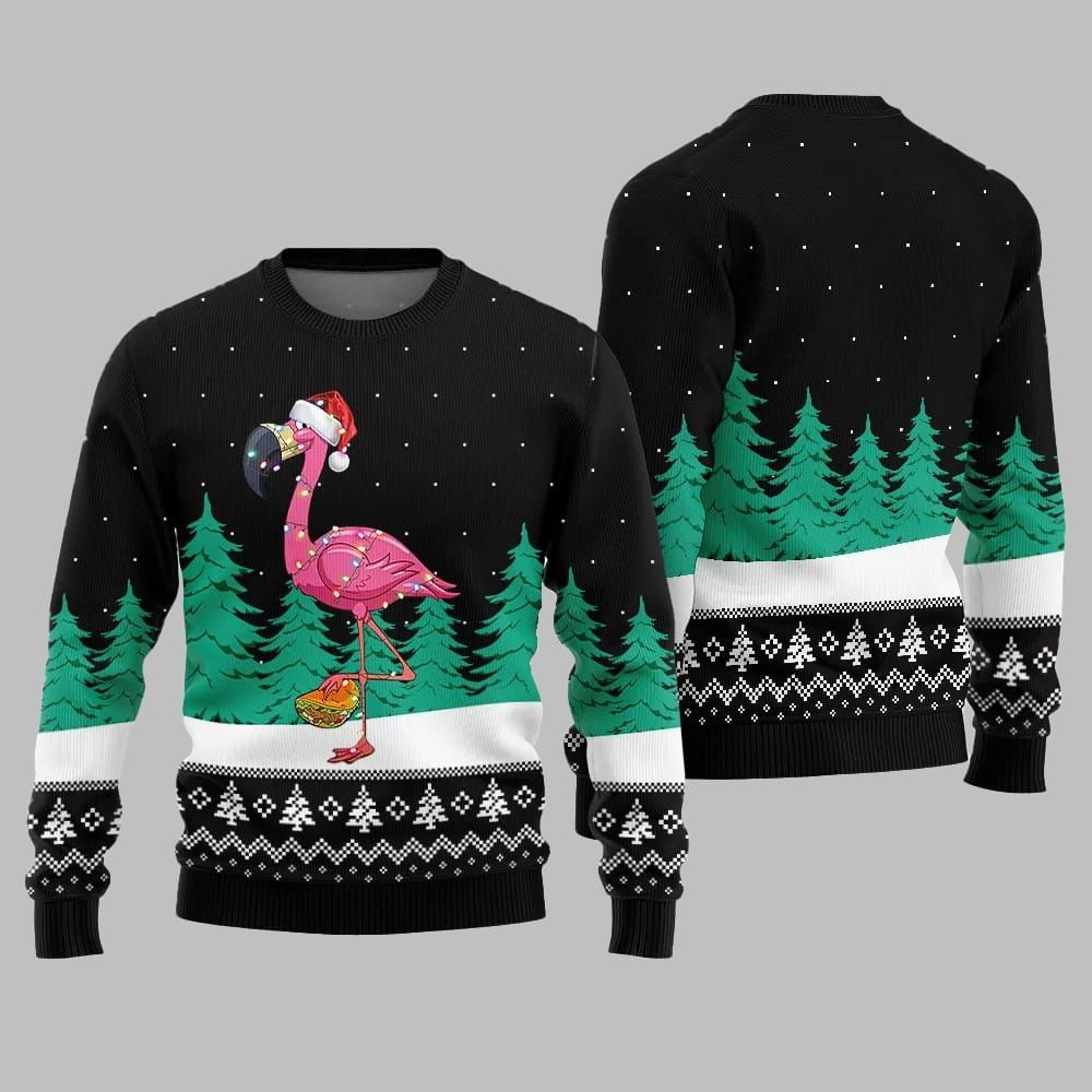 Alternative view of Christmas Flamingo Ugly Sweater 2025 Christmas - Grishko.com
