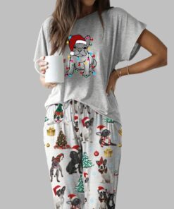 Christmas French Bulldog Casual Pajama Set For Women