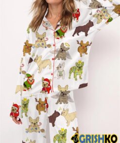 Alternative view of Christmas French Bulldog Satin Pajama Set