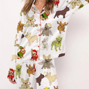 Alternative view of Christmas French Bulldog Satin Pajama Set