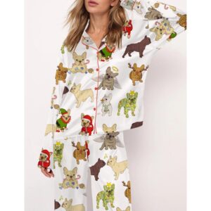 Alternative view of Christmas French Bulldog Satin Pajama Set For Women