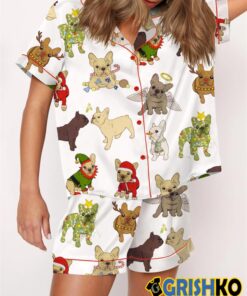 Christmas French Bulldog Satin Pajama Set