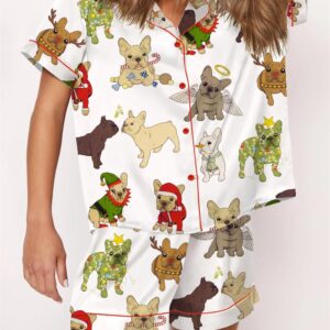 Christmas French Bulldog Satin Pajama Set