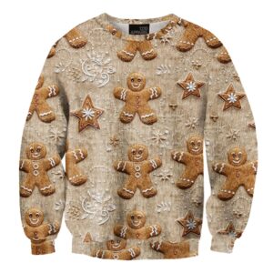 Christmas Gingerbread Man Print Casual Christmas Ugly Sweater - Grishko.com