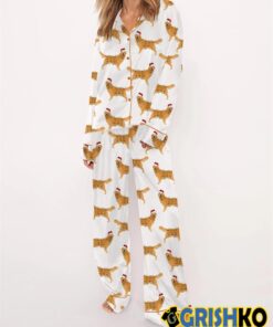 Alternative view of Christmas Golden Retriever Satin Pajama Set