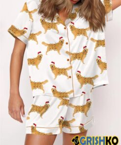 Christmas Golden Retriever Satin Pajama Set