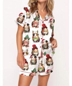 Christmas Guinea Pig Satin Pajama Set For Women