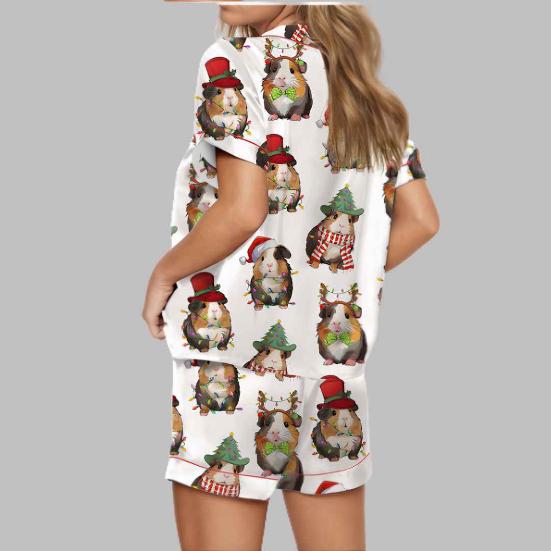 Christmas Guinea Pig Satin Pajama Set - Image 3