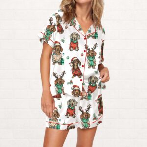 Alternative view of Christmas Holiday Dachshund Silky Satin Pajama Set