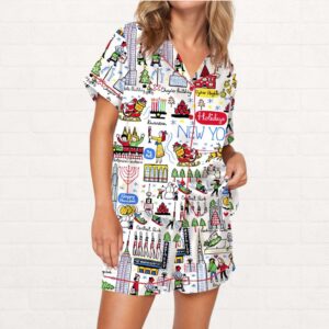 Christmas Holidays In New York Satin Pajama Set