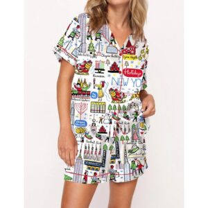 Alternative view of Christmas Holidays In New York Satin Pajama Set For Women