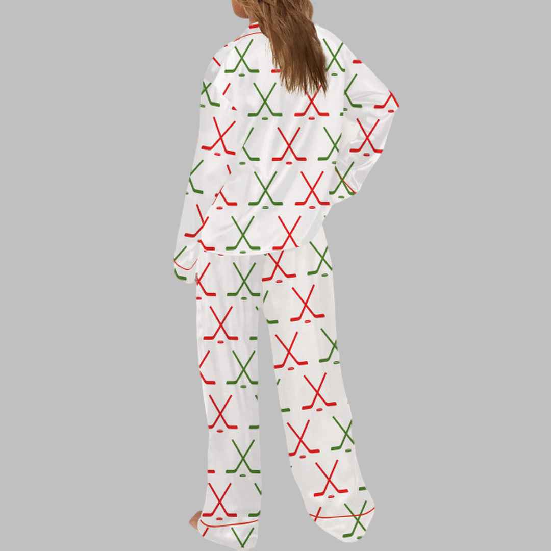 Christmas Ice Hockey Satin Pajama Set - Image 3