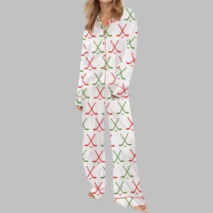 Alternative view of Christmas Ice Hockey Satin Pajama Set