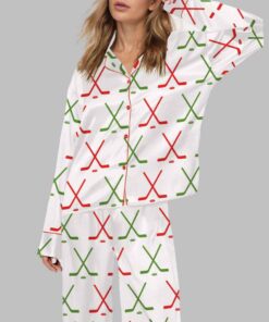 Christmas Ice Hockey Satin Pajama Set