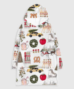 Christmas In New York Flannel Blanket Hoodie