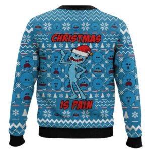 Alternative view of Christmas Is Pain Mr Meeseeks Rick And Morty Ugly Christmas Sweater