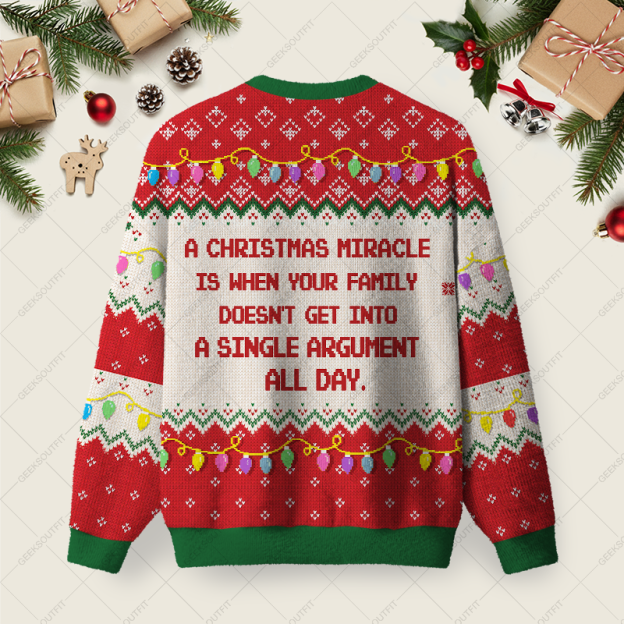 Alternative view of Christmas Miracle Ugly Christmas Fuzzy Fleece Sweatshirt