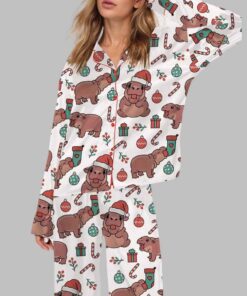 Christmas Moo Deng Satin Pajama Set
