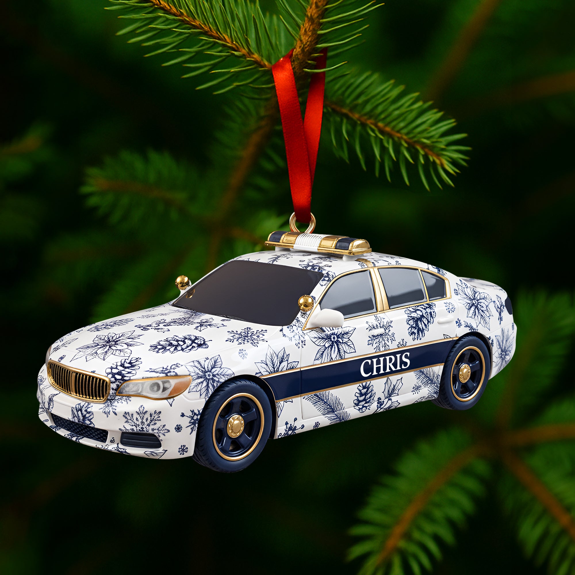 Christmas On Duty Police Car Ornament - Personalized Gifts For Police 02PGLU031025 - Image 3