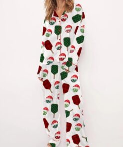 Christmas Pickleball Satin Pajama Set For Women