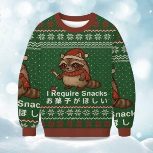 Christmas Raccoons Need Snacks Funny Ugly Sweater