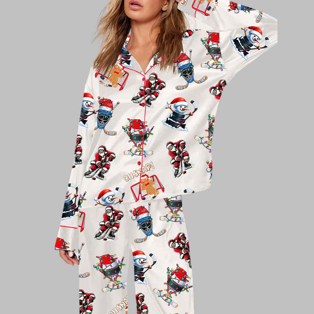 Christmas Santa Hockey Pajama Set