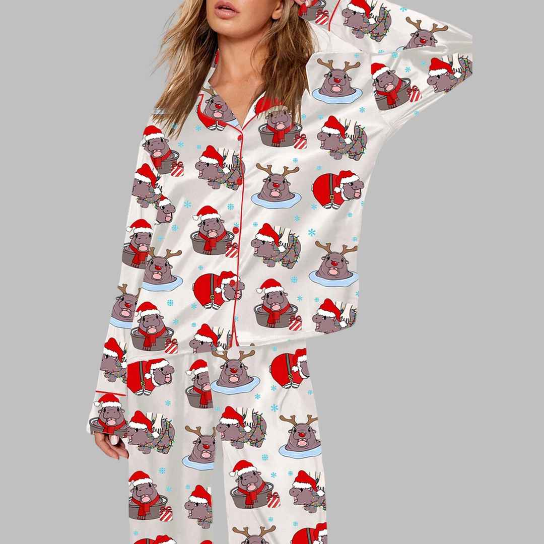 Christmas Santa Moo Deng Pajama Set