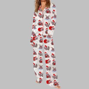 Alternative view of Christmas Santa Moo Deng Pajama Set