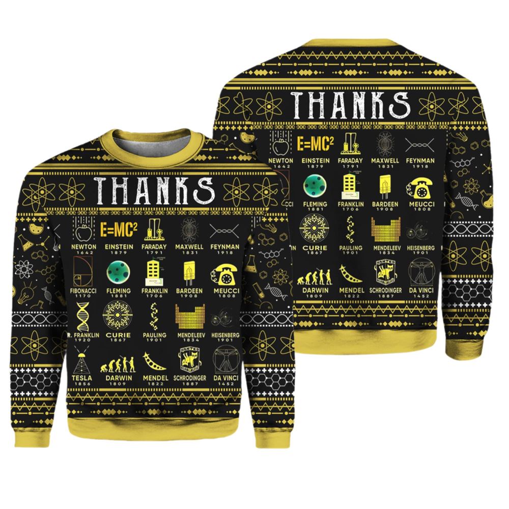 Christmas Thanks Science Ugly Christmas Sweater - Grishko.com
