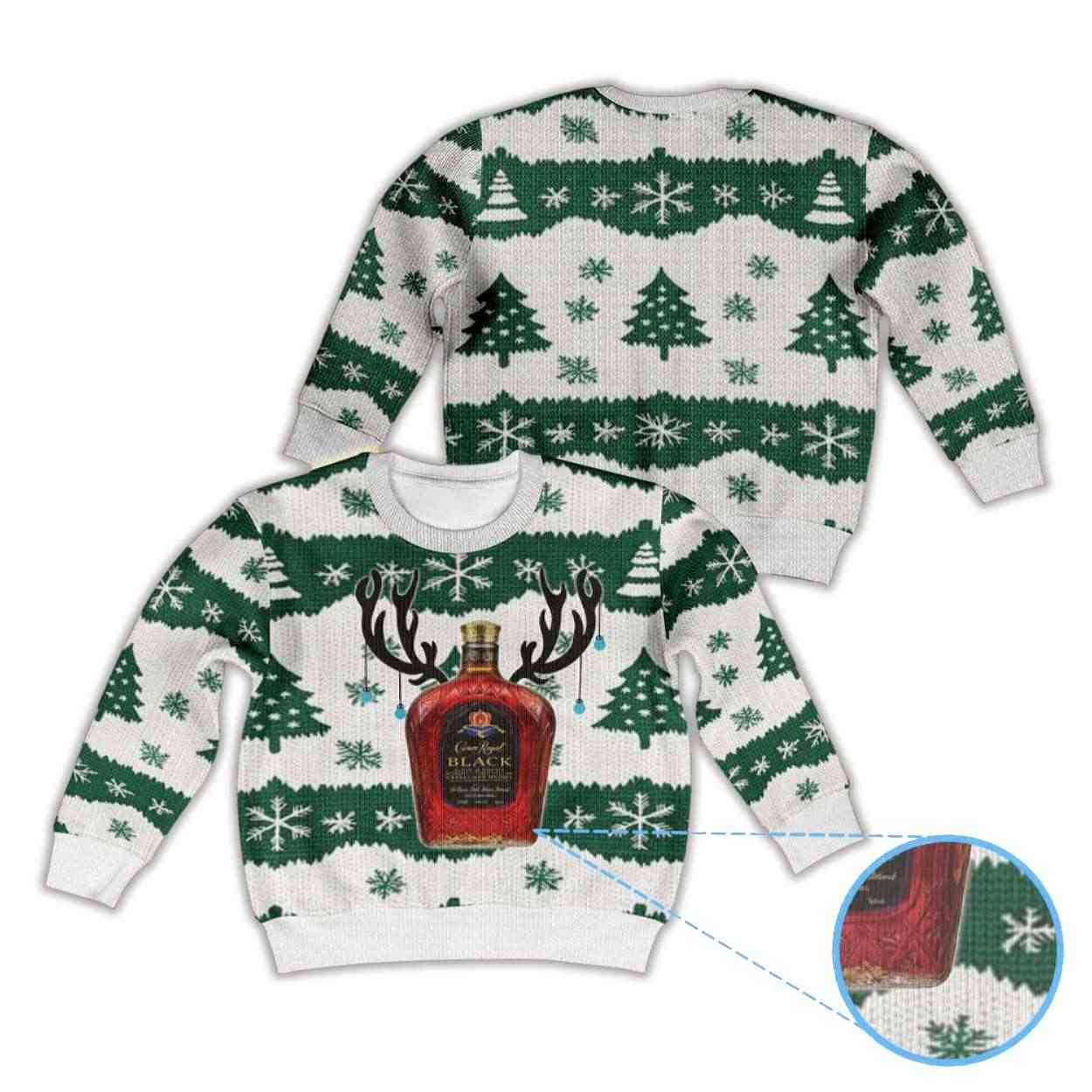 Alternative view of Christmas Tree Crown Royal Black Ugly Christmas Sweater