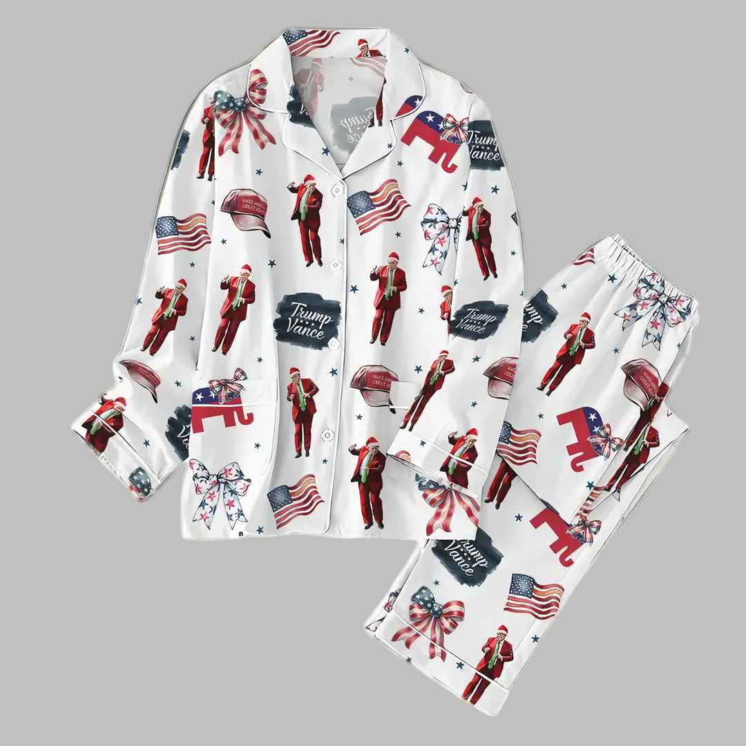 Christmas Trump Dancing Trump Vance Pajamas Set