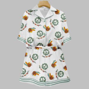 Christmas Turkey Peace On Earth Art Print Pajama Set
