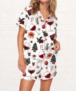 Alternative view of Christmas Wine Silky Satin Pajama Set