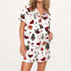 Alternative view of Christmas Wine Silky Satin Pajama Set