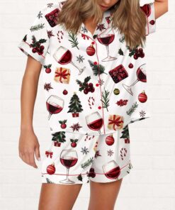 Christmas Wine Silky Satin Pajama Set