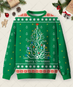 Circuit Diagram Christmas Tree Ugly Christmas Fuzzy Fleece Sweatshirt