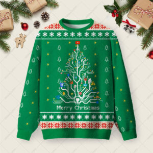 Circuit Diagram Christmas Tree Ugly Christmas Fuzzy Fleece Sweatshirt